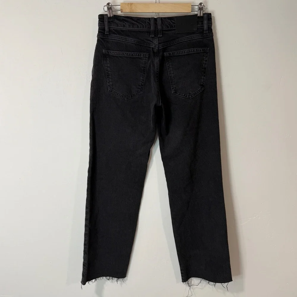 We The Free Risk Taker Jeans 26 Black Seamed Raw Hem Straight Leg OB1098595